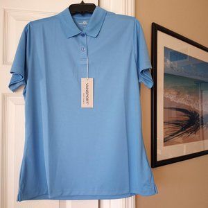 VANSPORT Women's Polo Shirt Short Sleeve Light Blue Size Large NEW